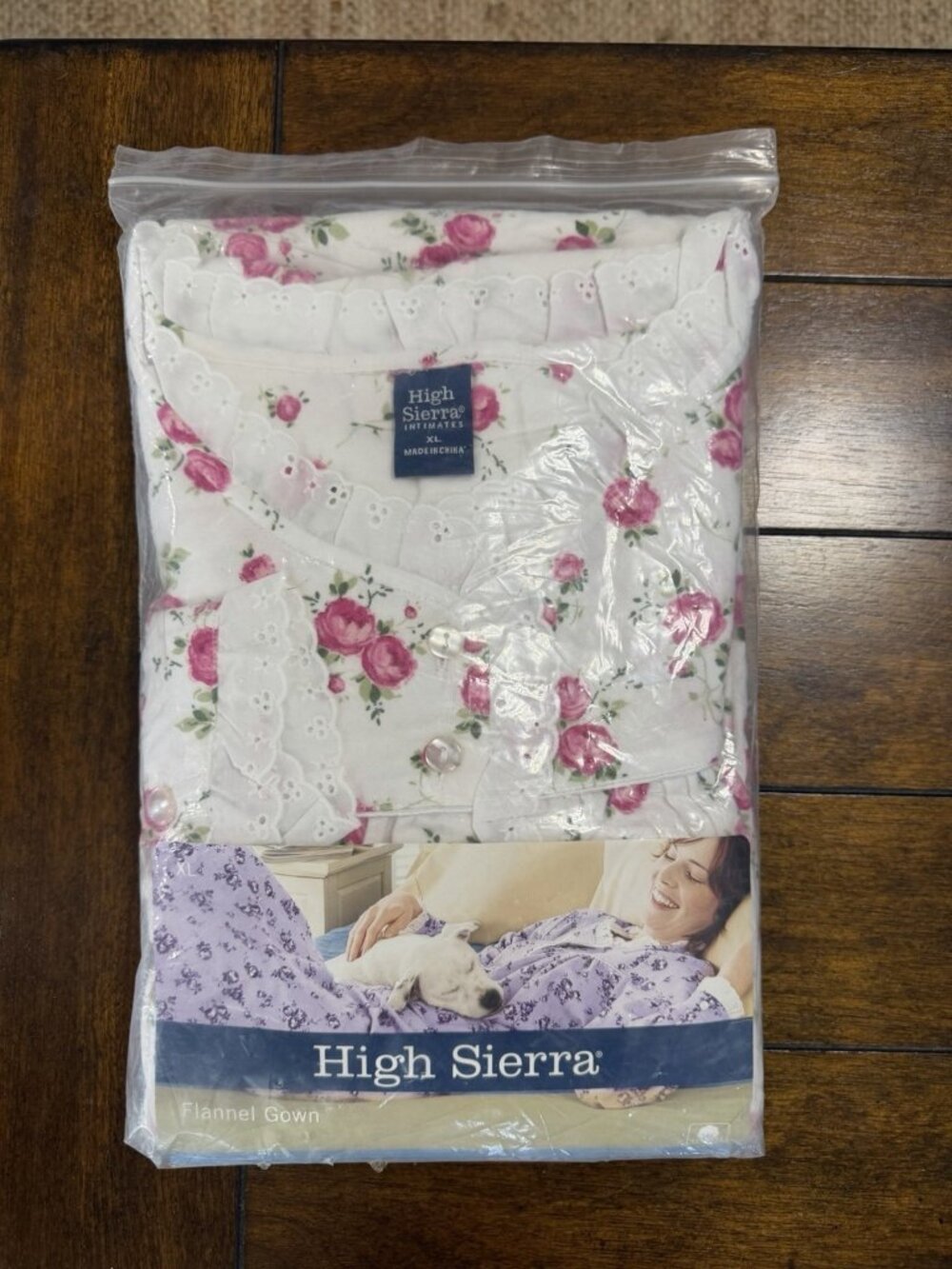 Vintage High Sierra Mervyns Flannel Gown XL 18 Cotton Pink Rose Floral Eyelet